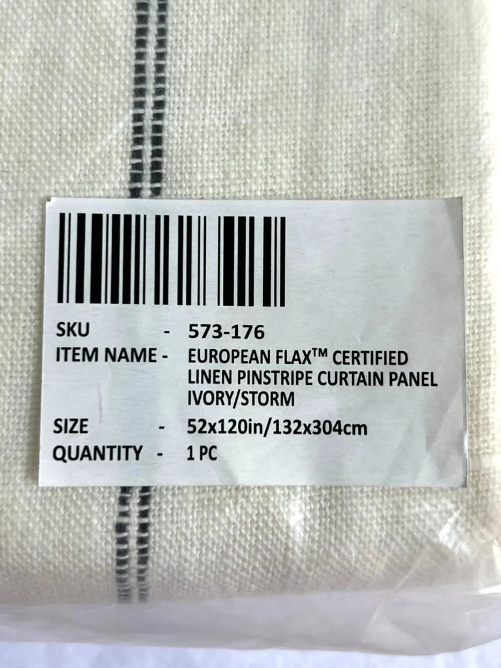Pair of Crate & Barrel Lined Linen Curtain Panels Ivory & Storm 52